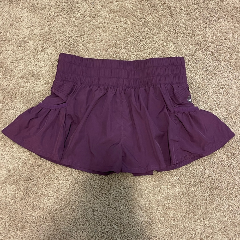 Purple Boxy Crop Athletic Shorts